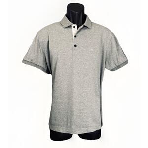 Rag & Bone Polo Shirt Mens Large Heather Gray Short Sleeve Button Logo Preppy